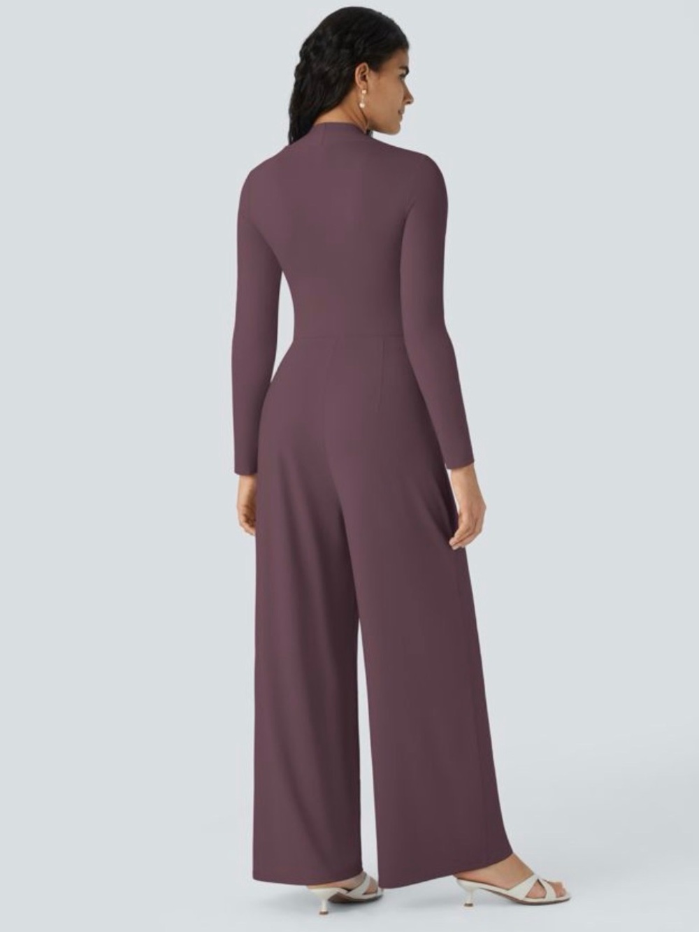 HALARA Plum Square-Neck Wide-Leg Jumpsuit - Picture 2 of 4